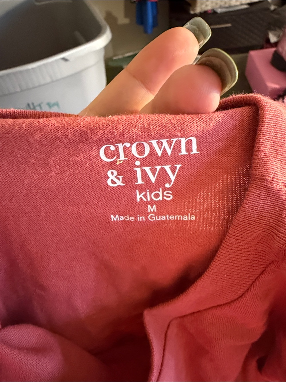 crown & ivy Coral Tee with Blue and White Dog Flag Graphic - Picture 3 of 3